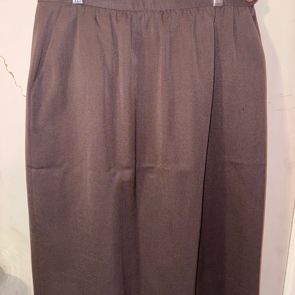 Brown Wool Pencil Skirt
